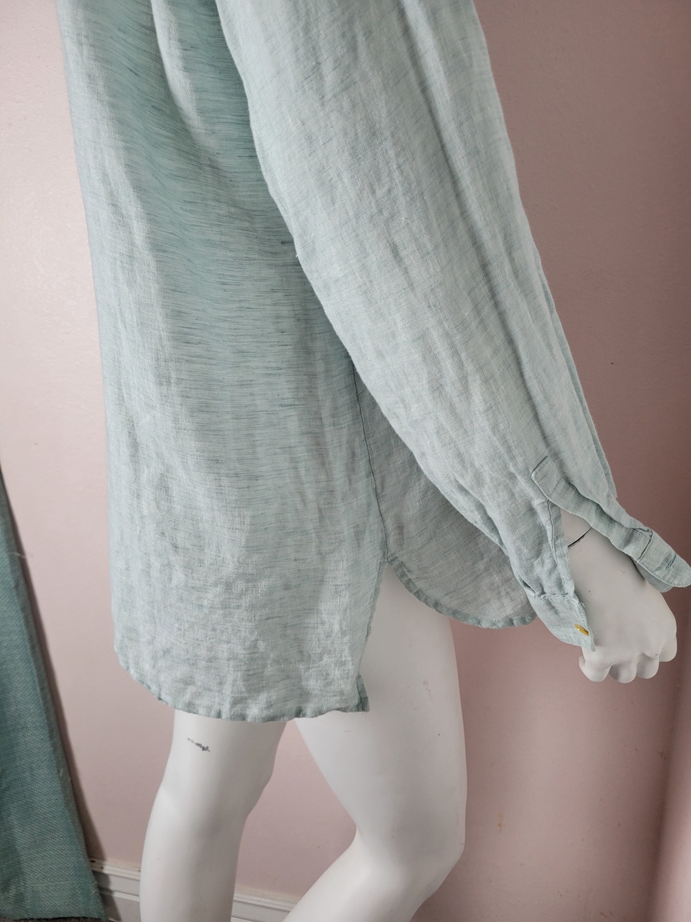 J. Jill Love Linen Light Blue Button Down Shirt Size M 100% Linen - Picture 5 of 11